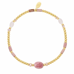 Fläta Rosa pärlarmband med naturpärla